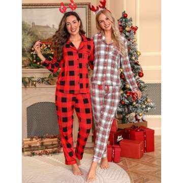Leikar Button Up Pajama Sets For Women 2 Piece Long Sleeve Shirt And Pajama Pants Soft Pjs Lounge Sets M
