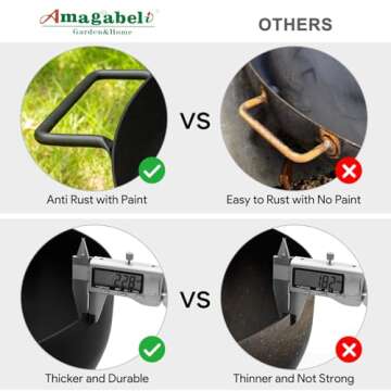 AMAGABELI GARDEN & HOME Fire Pit Outdoor Wood Burning Firepit for Outside Fire Bowl 28 inch Cast Iron Large Round for Bonfire Campfire Patio Backyard Deck Camping Heavy Duty Metal Rustproof Black