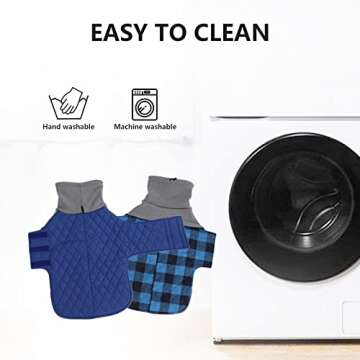 Geyecete Dachshund Coat,Dachshund Winter Coat,Warm Dachshund Coat Waterproof Windproof, High Neckine String Holes Miniature Dachshund Jacket for Small Dog-Blue-M