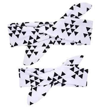 Shimmer Anna Shine Mommy and Me Matching Cotton and Spandex Stretch Headbands (White and Black)