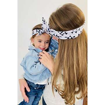 Shimmer Anna Shine Mommy and Me Matching Cotton and Spandex Stretch Headbands (White and Black)