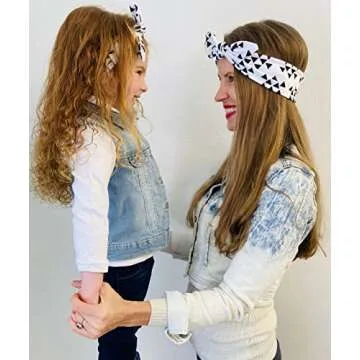 Shimmer Anna Shine Mommy and Me Matching Cotton and Spandex Stretch Headbands (White and Black)