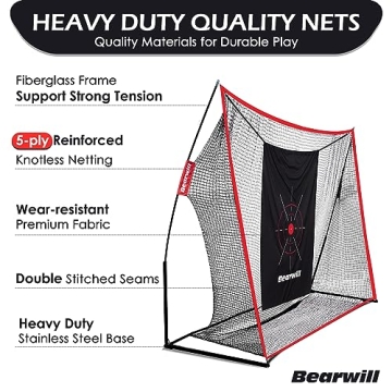 Bearwill 10x7ft Heavy Duty Golf Net Combo for Home Training