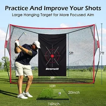 Bearwill 10x7ft Heavy Duty Golf Net Combo for Home Training