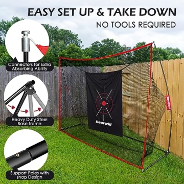 Bearwill 10x7ft Heavy Duty Golf Net Combo for Home Training