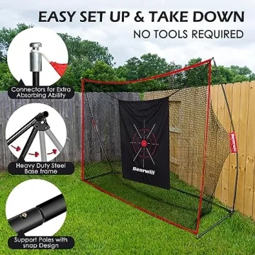 Bearwill 10x7ft Heavy Duty Golf Net Combo for Home Training