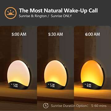 HOUSBAY White Noise Sound Machine for Sleeping, Sunrise Alarm Clock for Gentle Wake Up, 26 Natural Sounds, Colored Night Light, Reading Lamp, Sleep Therapy & Pleasant Wake Routine