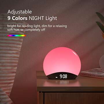 HOUSBAY White Noise Sound Machine for Sleeping, Sunrise Alarm Clock for Gentle Wake Up, 26 Natural Sounds, Colored Night Light, Reading Lamp, Sleep Therapy & Pleasant Wake Routine