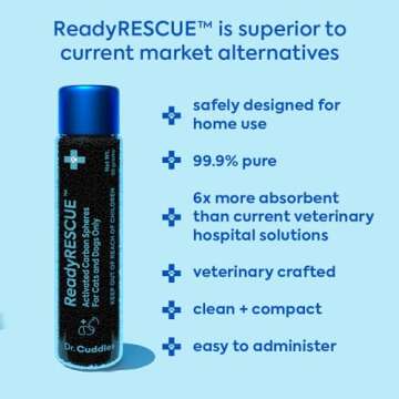Dr. Cuddles ReadyRESCUE - Dog First Aid Kit Essential - Activated Charcoal Detox for Dogs, Cats, Pets - Animal First Aid Kit - Dog Medical Emergency Kit - Dog Travel Essentials - 30g (3 Vials of 30g)