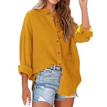 NOLLSOM Casual Shirts for Women Long Sleeve Button Down Blouses Fall 2024 Solid Color Trendy Tops wi...