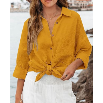 NOLLSOM Casual Shirts for Women Long Sleeve Button Down