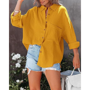 NOLLSOM Casual Shirts for Women Long Sleeve Button Down