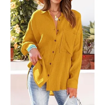 NOLLSOM Casual Shirts for Women Long Sleeve Button Down