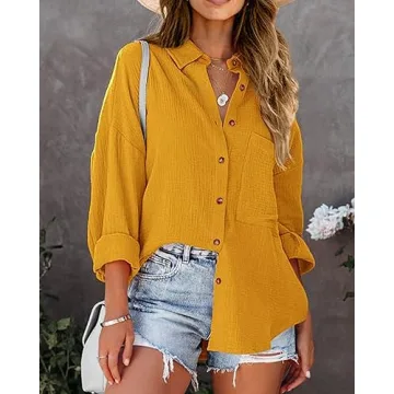 NOLLSOM Casual Shirts for Women Long Sleeve Button Down