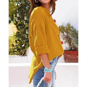 NOLLSOM Casual Shirts for Women Long Sleeve Button Down