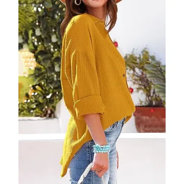 NOLLSOM Casual Shirts for Women Long Sleeve Button Down