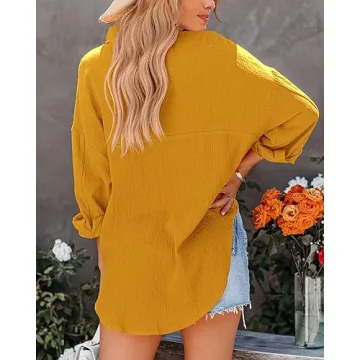 NOLLSOM Casual Shirts for Women Long Sleeve Button Down