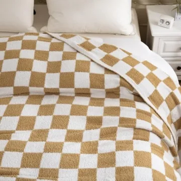 YIRUIO Checkered Chessboard Fluffy Blanket Soft Reversible
