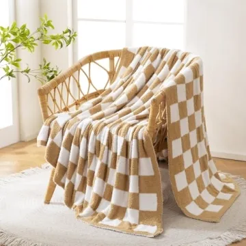 YIRUIO Checkered Chessboard Fluffy Blanket Soft Reversible