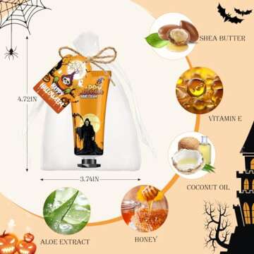 50 Sets Halloween Hand Cream Gift for Women, Hand Lotion for Halloween Party Favors with Halloween Cards and Organza Gift Bags, Halloween Decorations and Bulk Halloweeen Gifts for Women