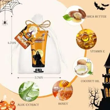 50 Sets Halloween Hand Cream Gift for Women, Hand Lotion for Halloween Party Favors with Halloween Cards and Organza Gift Bags, Halloween Decorations and Bulk Halloweeen Gifts for Women