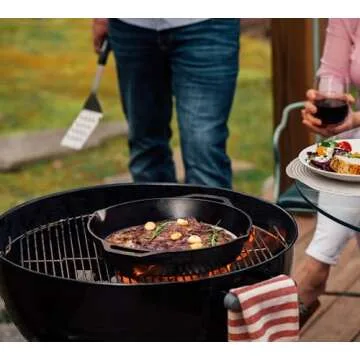 Lodge 12" Cast Iron Dual Handle Grill Pan, Black