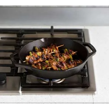Lodge 12" Cast Iron Dual Handle Grill Pan, Black