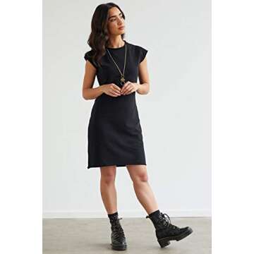 Fair Indigo Organic Minimalist French Terry Dress (L, Black)