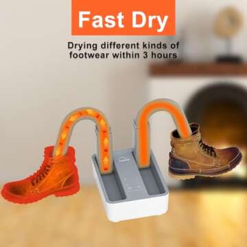 LAVIEAIR Boot Dryer Shoe Dryer for Work Boots, Sneakers, Short Boots, Martin Shoes, Gloves, Boot Warmer with Heat, Fan, Timer and Temperature Selection