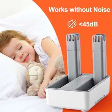 LAVIEAIR Boot Dryer Shoe Dryer for Work Boots, Sneakers, Short Boots, Martin Shoes, Gloves, Boot Warmer with Heat, Fan, Timer and Temperature Selection