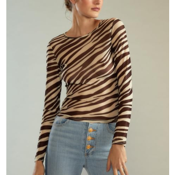 Women Y2K Mesh Crop Top Floral Sheer Long Sleeve Fit