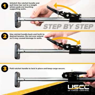 Adjustable US Cargo Control Ratcheting Cargo Bar for Trucks