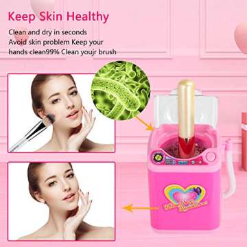 DOTSOG Mini Electric Makeup Brush Cleaner Makeup Sponge Washing Machine Dollhouse Cosmetic Brush Powder Puff Washer Beauty Cleaning makeup Tool