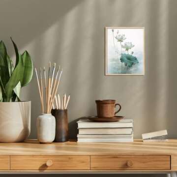 Lotus Flower Canvas Print Wall Art Pictures Decor Floral Blooming Painting Modern Bathroom Decor Fra...