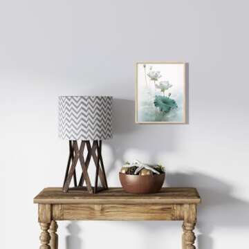 Lotus Flower Canvas Print Wall Art Pictures Decor Floral Blooming Painting Modern Bathroom Decor Framed Home Bathroom Decor (H, 8X10 inches)