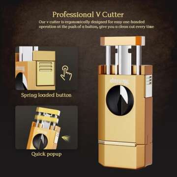Triple Jet Torch Lighter with One-Touch V Cutter