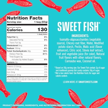 SmartSweets Sweet Fish - Low Sugar Gummy Candy Pack of 12
