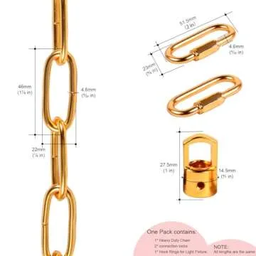 AK Lighting Metal Lighting Chain - Heavy Duty Pendant Fixture Chain (Dark Gold, 12 Inch)