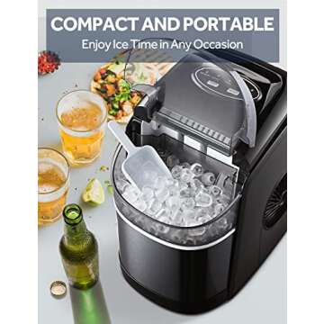 Compact Ice Maker with Self-Cleaning Function