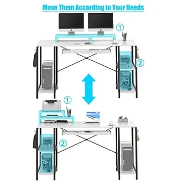 HYPIGO 55 Inch Computer Desk with Keyboard Tray and Hooks