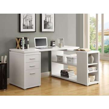 Monarch Specialties Computer Desk - Left or Right Facing Corner | White
