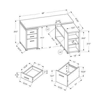 Monarch Specialties Computer Desk - Left or Right Facing Corner | White
