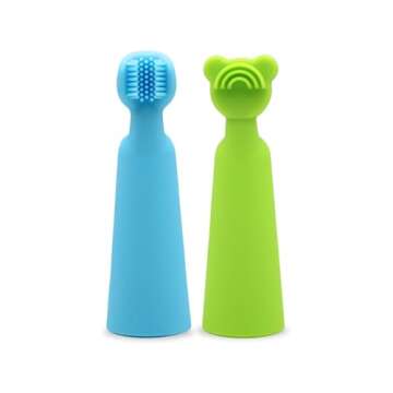 oogiebear Baby Finger Brush & Tongue Scraper - Gentle Oral Care, Soft Silicone, BPA-Free, for Infant...