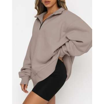 AUTOMET Womens Half Zip Oversized Sweatshirts - Stylish Comfort for Fall and Winter