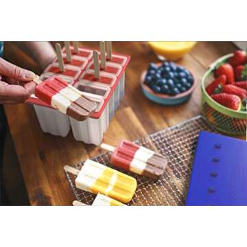 American Ice Pop Maker - Frozen Popsicle Mold Kit Moldes Para Paletas - 10 Large BPA Free Removable ...