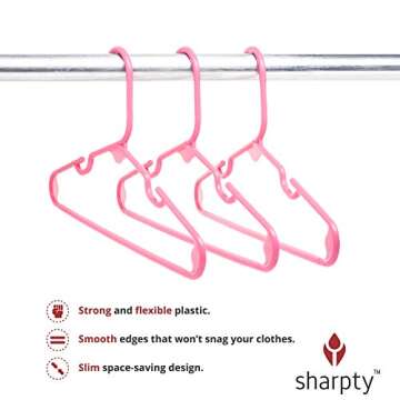 Sharpty Kids Plastic Hangers, Children's Hangers for Baby, Toddler, and Child Clothes - Everyday Sta...