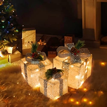 Lighted Christmas Gift Boxes Set of 3 - Elegant Decor