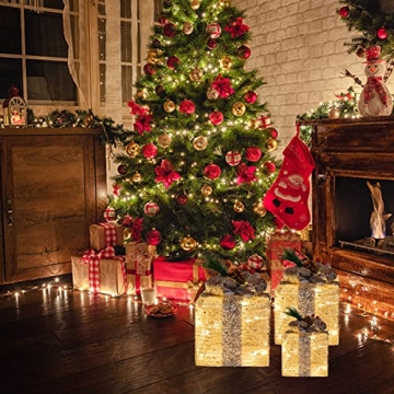 Lighted Christmas Gift Boxes Set of 3 - Elegant Decor