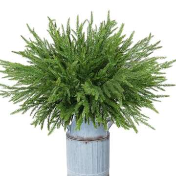 HUAESIN 12 PCS Real Touch Norfolk Pine Artificial Christmas Branches Faux Christmas Norfolk Pine Bra...