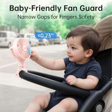 GUSGU Stroller Fan Clip on for Baby (2023 Version Pink), Flexible Tripod & Rechargeable Battery